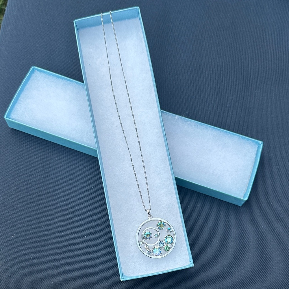 Touchstone Crystal Silver Necklace with Blue and Green Gems